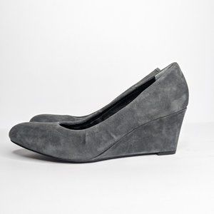 Vionic Camden Grey Suede Slip On Closed Toe Wedge